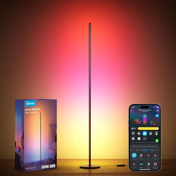 Govee RGBIC Floor Lamp Basic – Smart LED Corner Lamp with Alexa & Music Sync