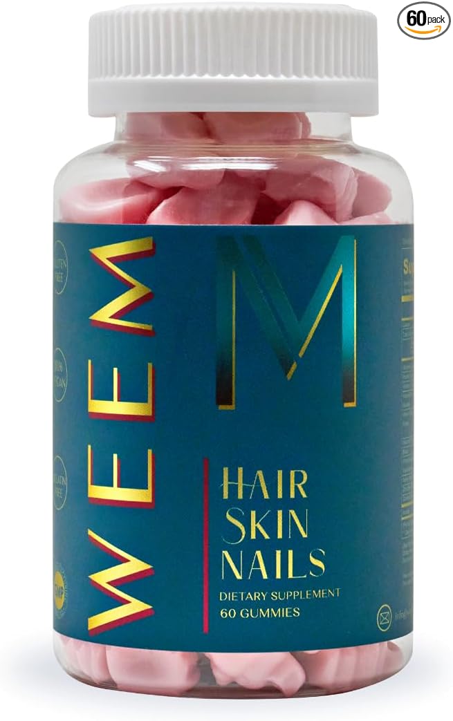 WEEM Hair, Skin & Nails Gummies โ Vegan Biotin Vitamins for Faster Hair Growth & Stronger Nails