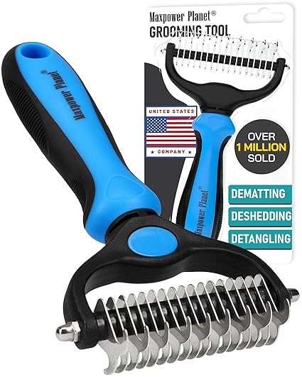 Maxpower Planet Pet Grooming Rake – Double-Sided Deshedding & Dematting Tool for Dogs & Cats