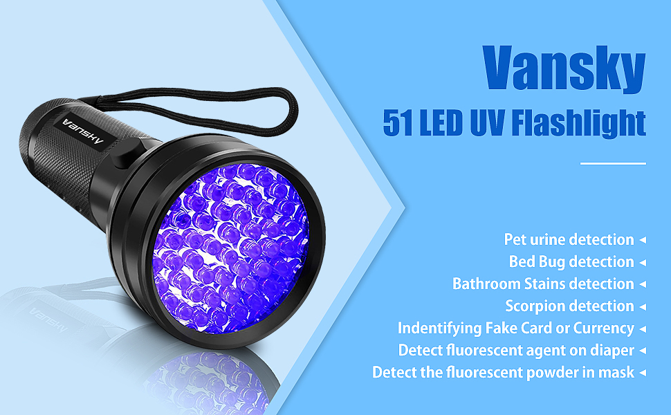 UV Flashlight Black Light – 51 LED Pet Urine & Stain Detector for Home & Outdoor Use