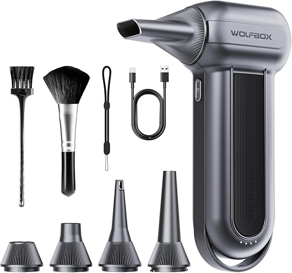 WOLFBOX MF100 Electric Air Duster – 150000RPM Cordless Dust Blower for PC, Car & Outdoor Use