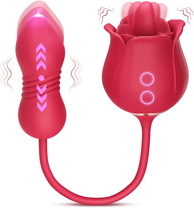 MOOLIGIRL 4-in-1 Rose Vibrator β Licking, Thrusting & Clitoral Stimulator for Women