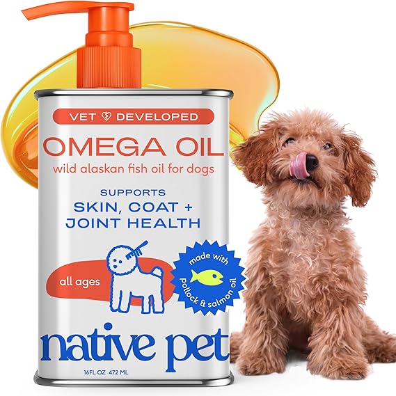 Native Pet Omega 3 Fish Oil for Dogs & Cats – Skin, Coat & Joint Support with Wild Alaskan Salmon Oil