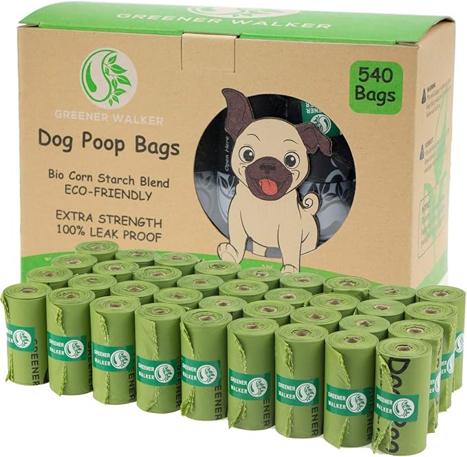 Greener Walker Dog Poop Bags – 540 Extra-Thick, Leak-Proof & Eco-Friendly Waste Bags
